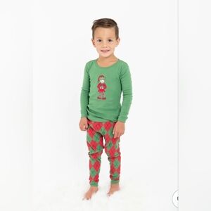 Leveret Big Kids Elf Holiday Themed Argyle Print Pajamas 100% Cotton Size 14